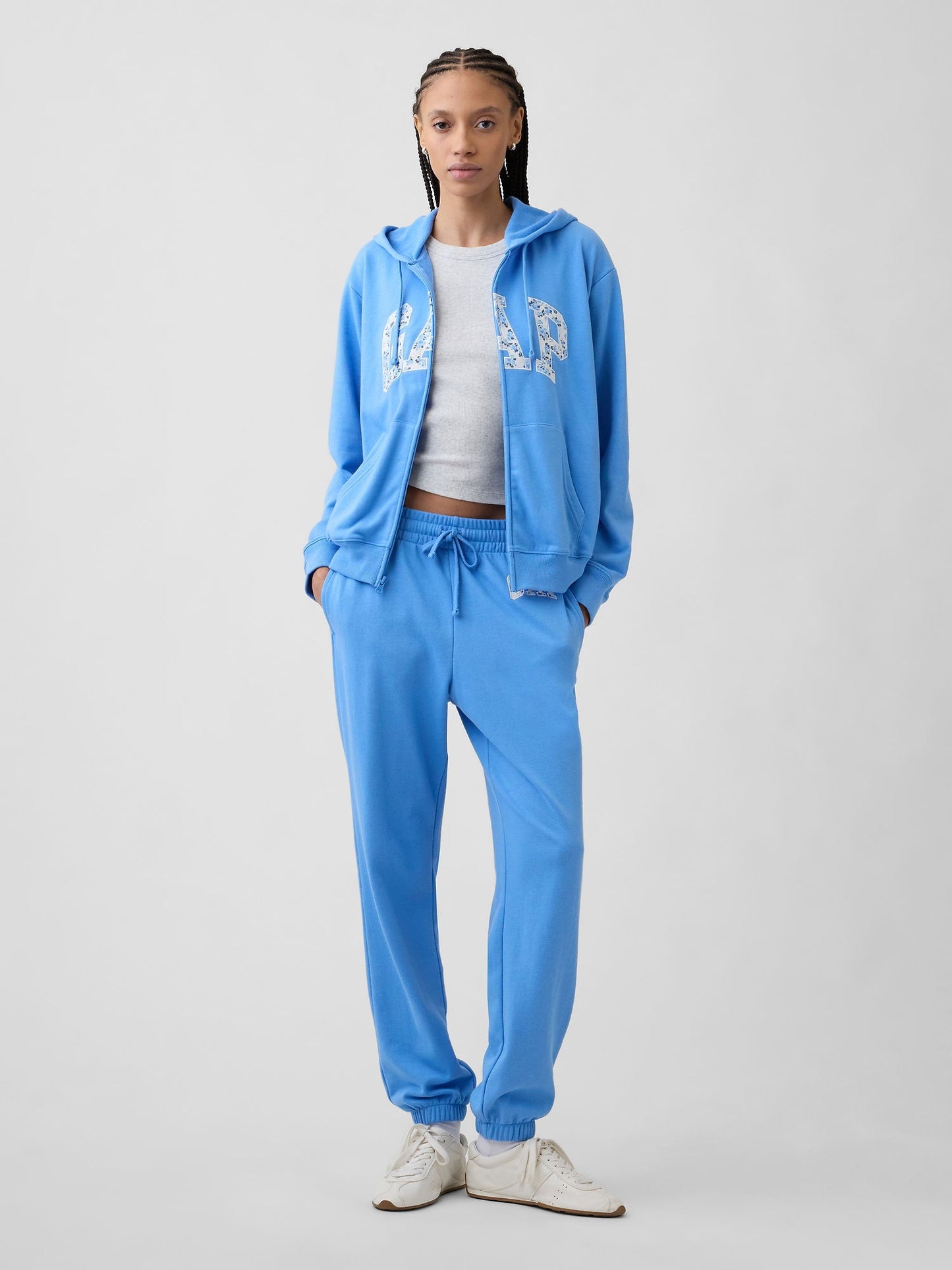 Açık Mavi Gap Logo Fermuarlı Fransız Havlu Kumaş Sweatshirt