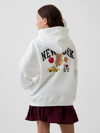 Beyaz Vintagesoft Oversized I Heart Ny Sweatshirt