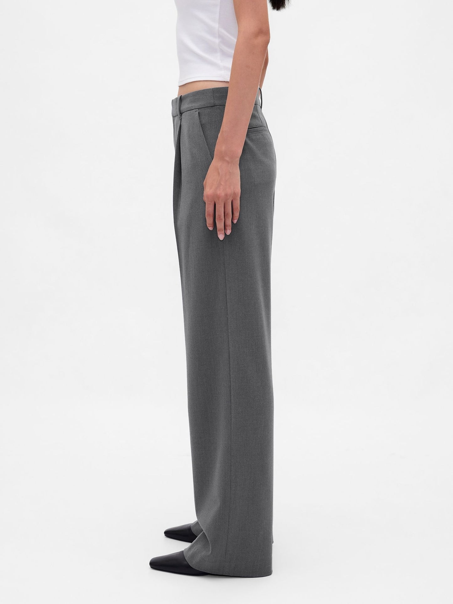 Açık Gri 365 Low Rise Brushed Twill Pileli Pantolon