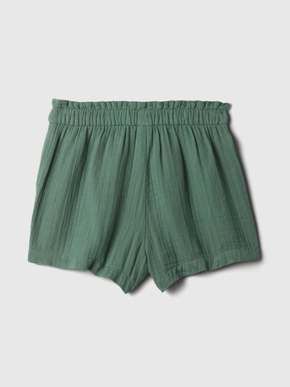 Haki Crinkle Gauze Pull-on Şort