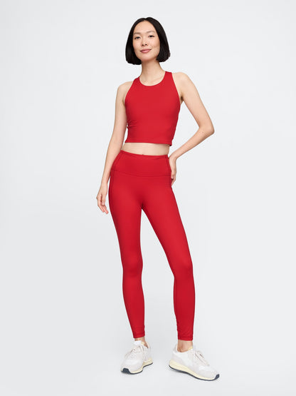 Kırmızı Halter Yaka Crop Spor Üst