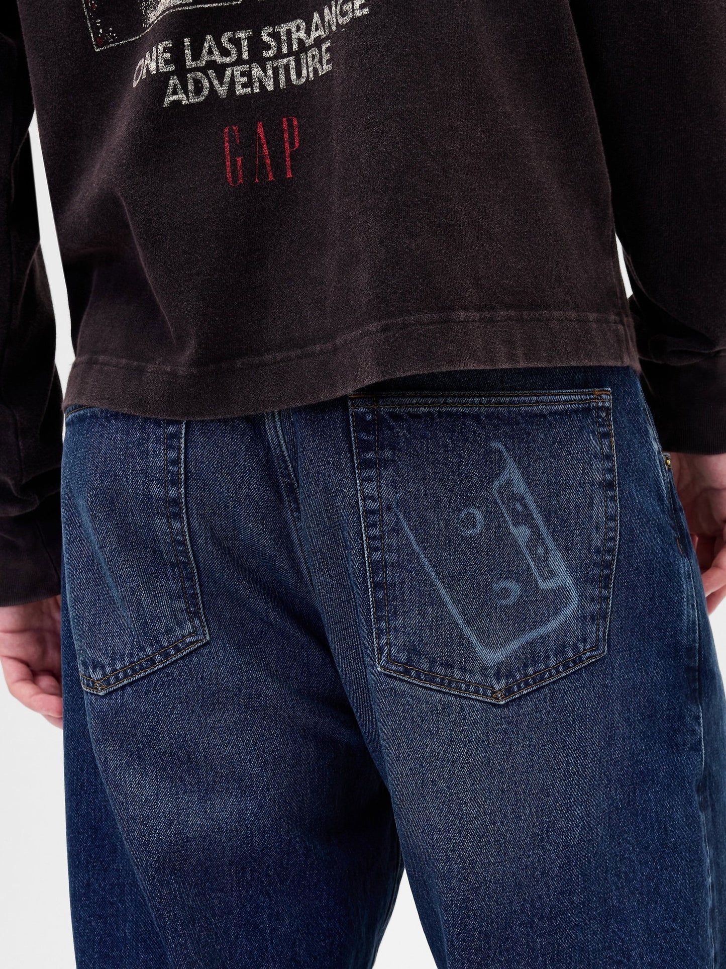 Koyu Mavi Stranger Things Flannel-astarlı Extra Baggy Jean Pantolon