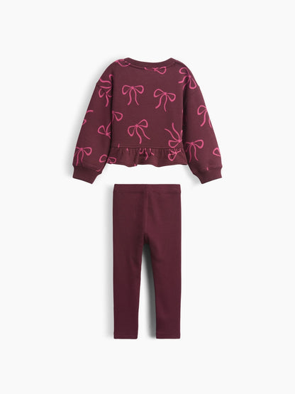 Mor Peplum Sweatshirt & Tayt Two-piece Set