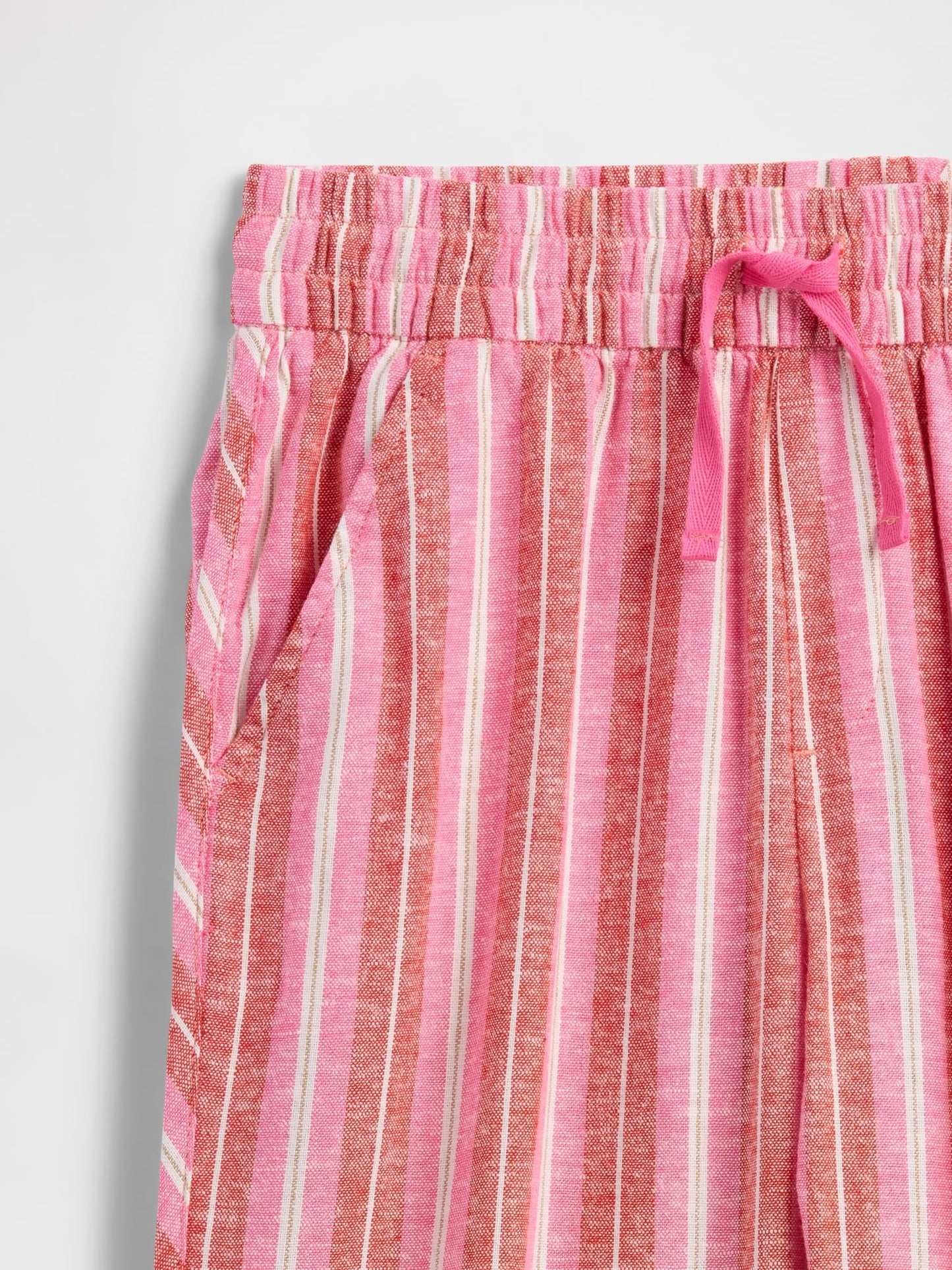 Pembe Pull-on Keten Karışımlı Pantolon