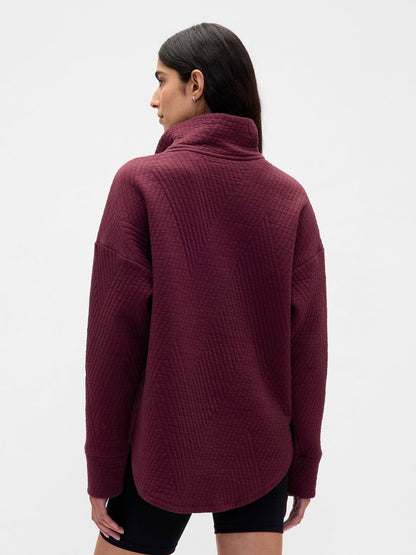 Bordo Gapfit Quilted Jacquard Pullover Spor Üst