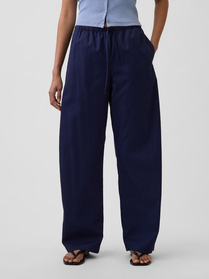 Lacivert Poplin Easy Barrel Pantolon