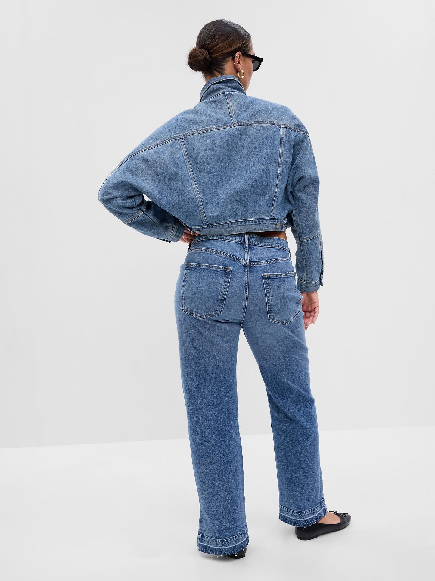 Koyu Mavi Mid Rise Cotton '90s Loose Jean Pantolon