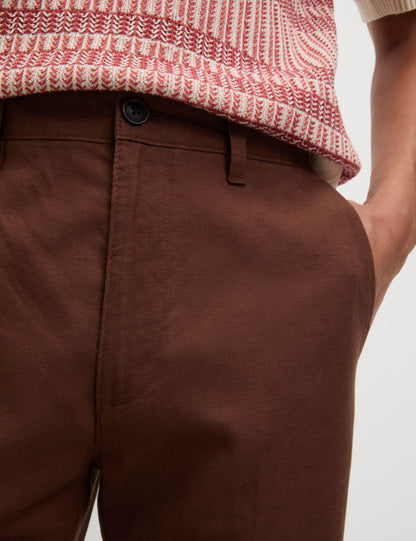 Regular Fit Keten Karışımlı Chino