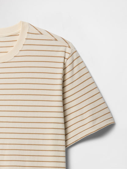 Bej Relaxed Bisiklet Yaka T-shirt