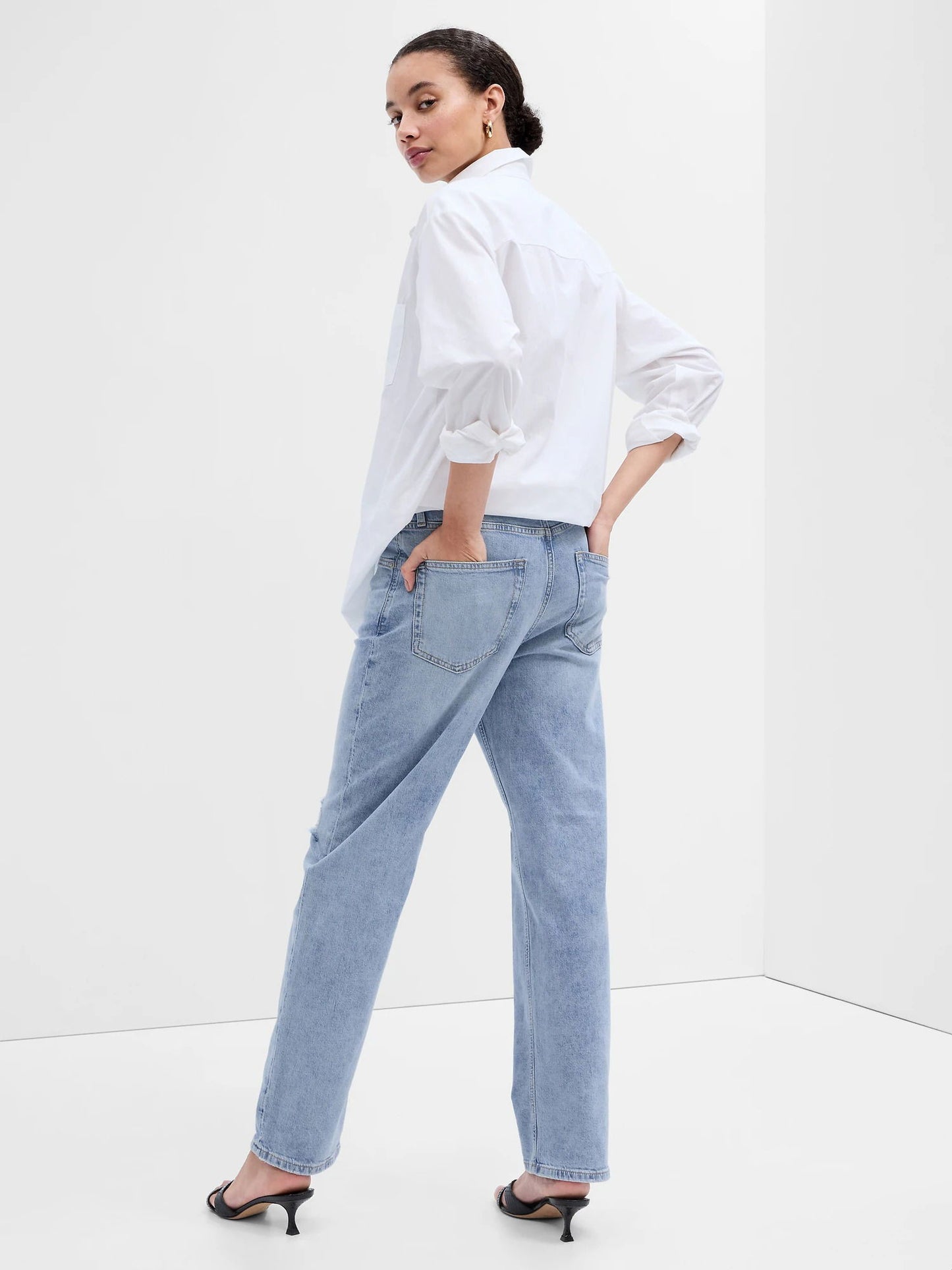 Açık Mavi High Rise Destructed 90s Loose Washwell™ Jean Pantolon