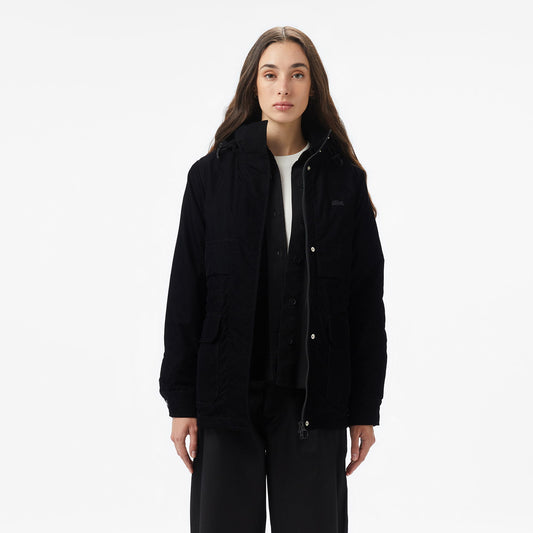 Lacoste Kadın Kapüşonlu Siyah Mont