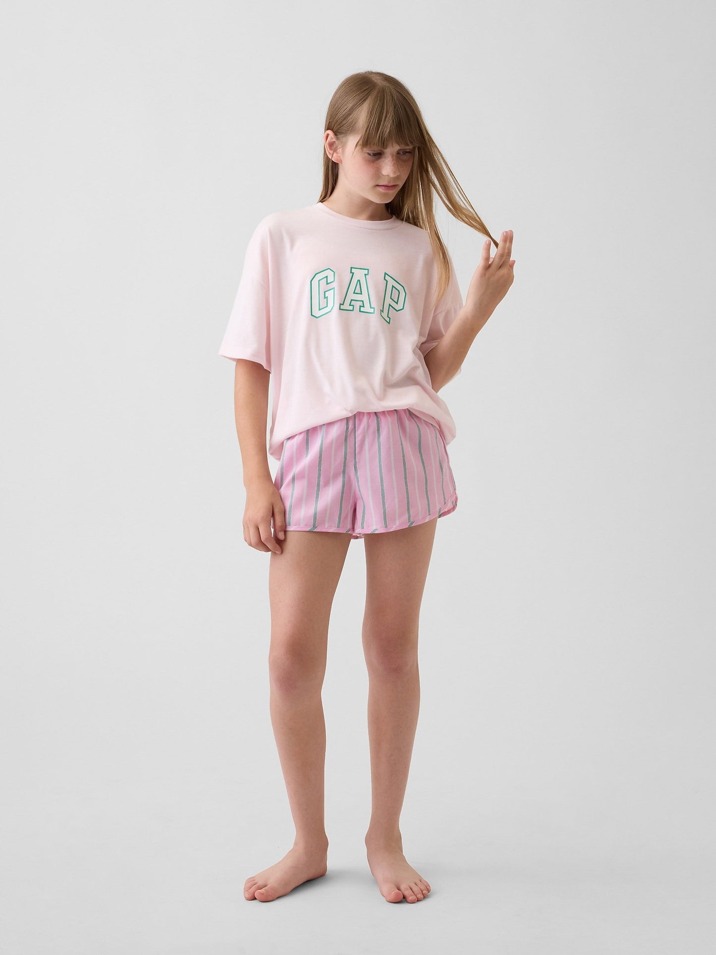 Pembe Recycled Logo Pijama Şort Seti