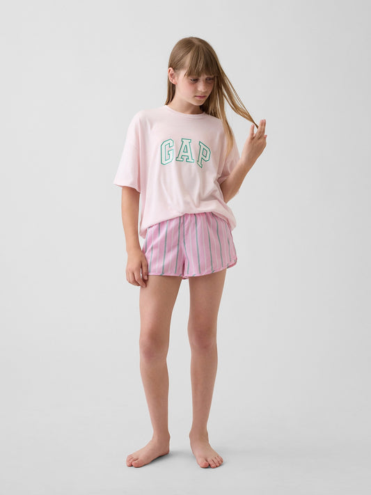 Pembe Recycled Logo Pijama Şort Seti