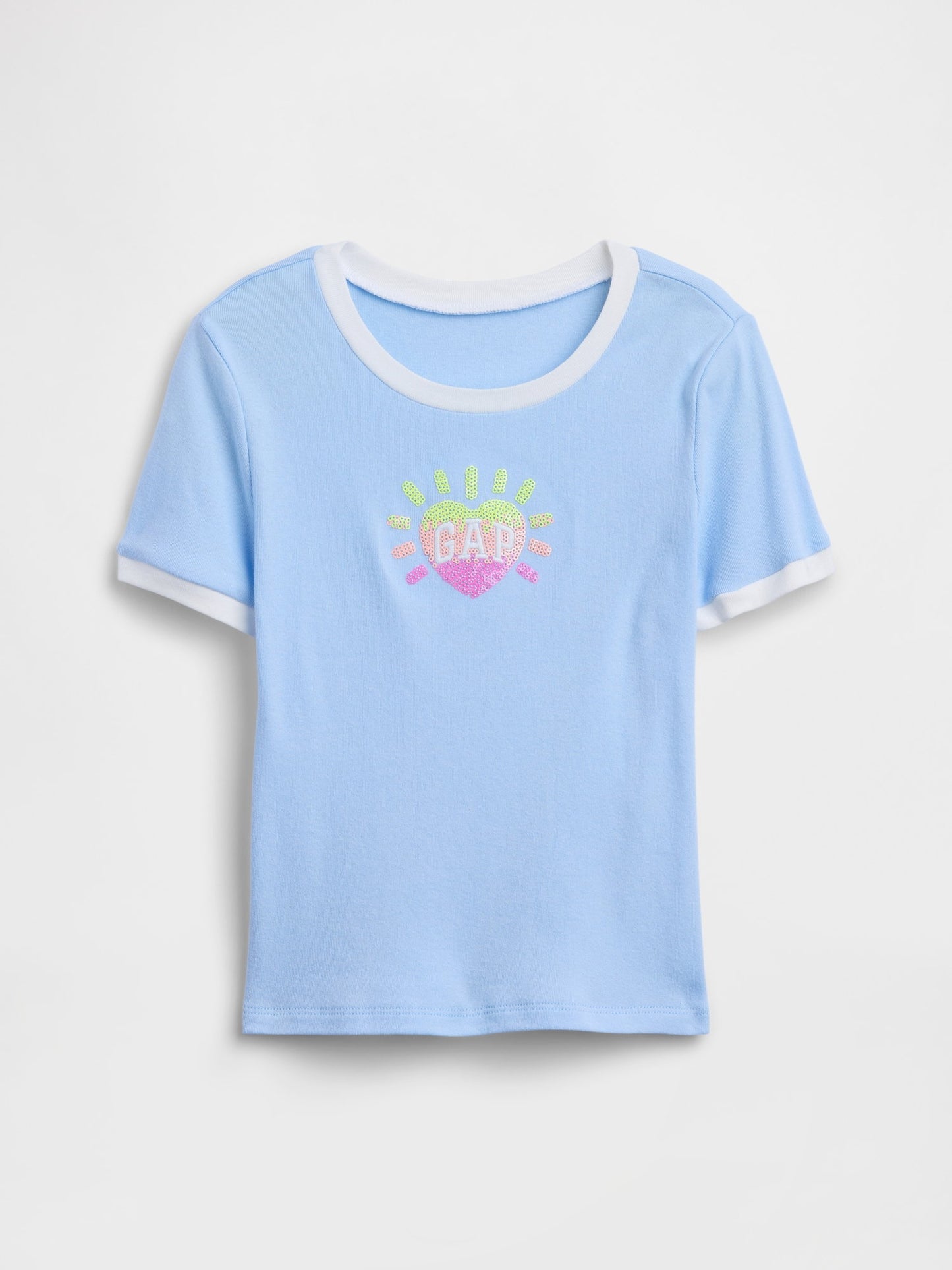 Açık Mavi Ringer Grafik Baskılı T-shirt