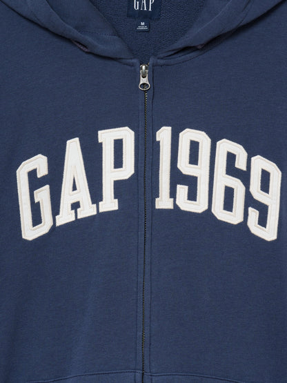 Açık Mavi Fransız Havlu Kumaş Relaxed Gap 1969 Logo Fermuarlı Sweatshirt