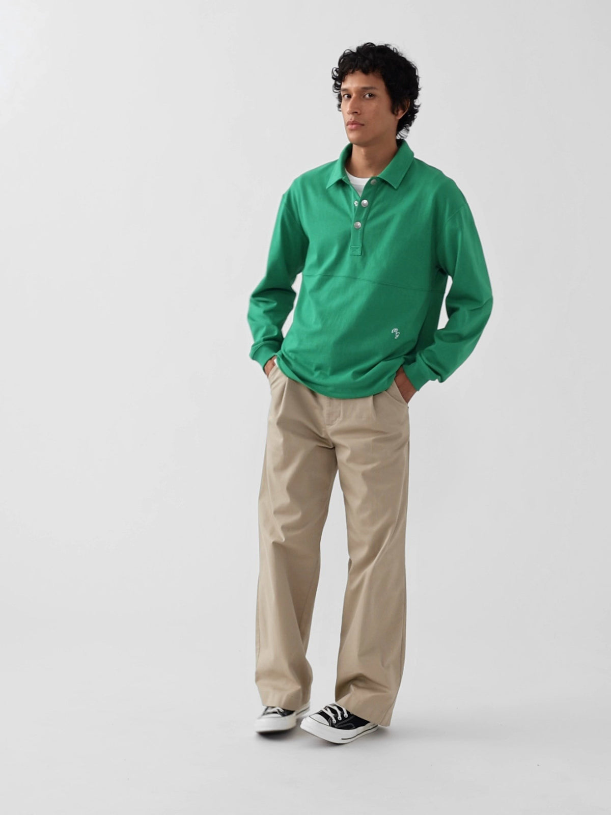 Bej Gap × Malbon Pileli Baggy Khaki Pantolon