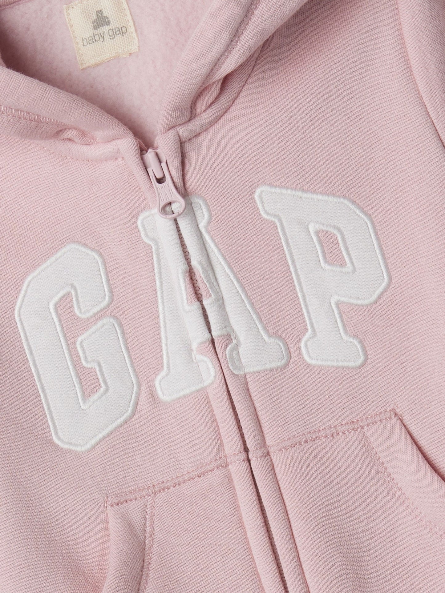 Pembe Gap Logo Kulak Aplikeli Fermuarlı Fleece Tulum