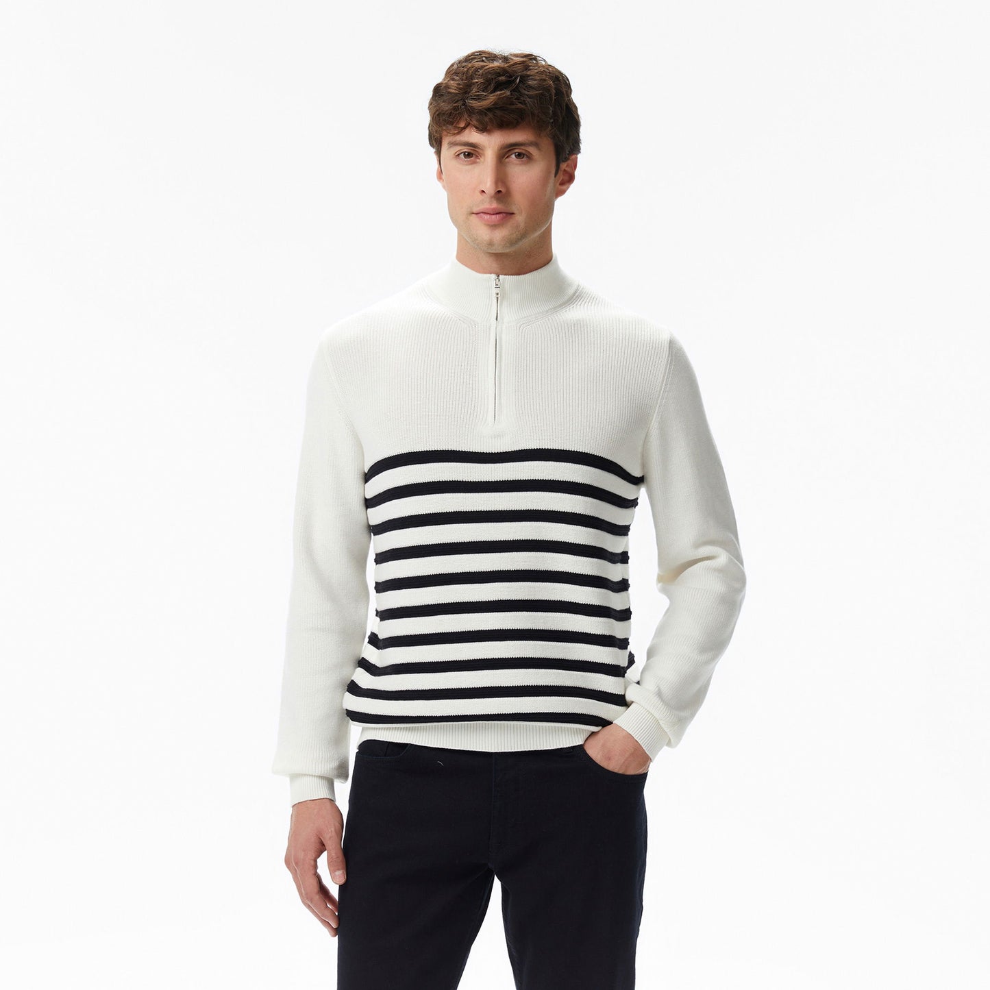 Nautica Erkek Krem Classic Fit Kazak