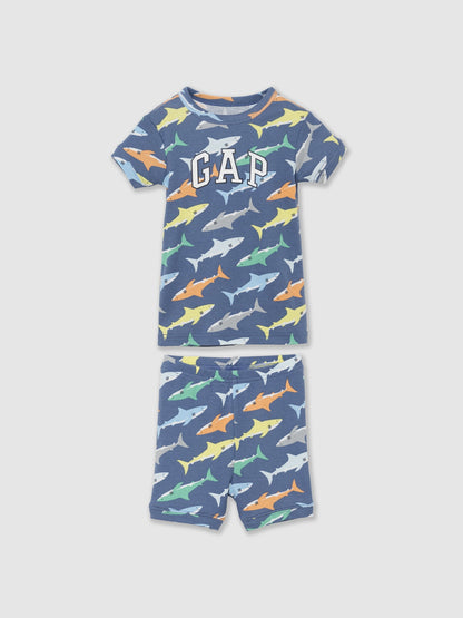 Mavi Köpekbalığı Desenli Pijama Seti