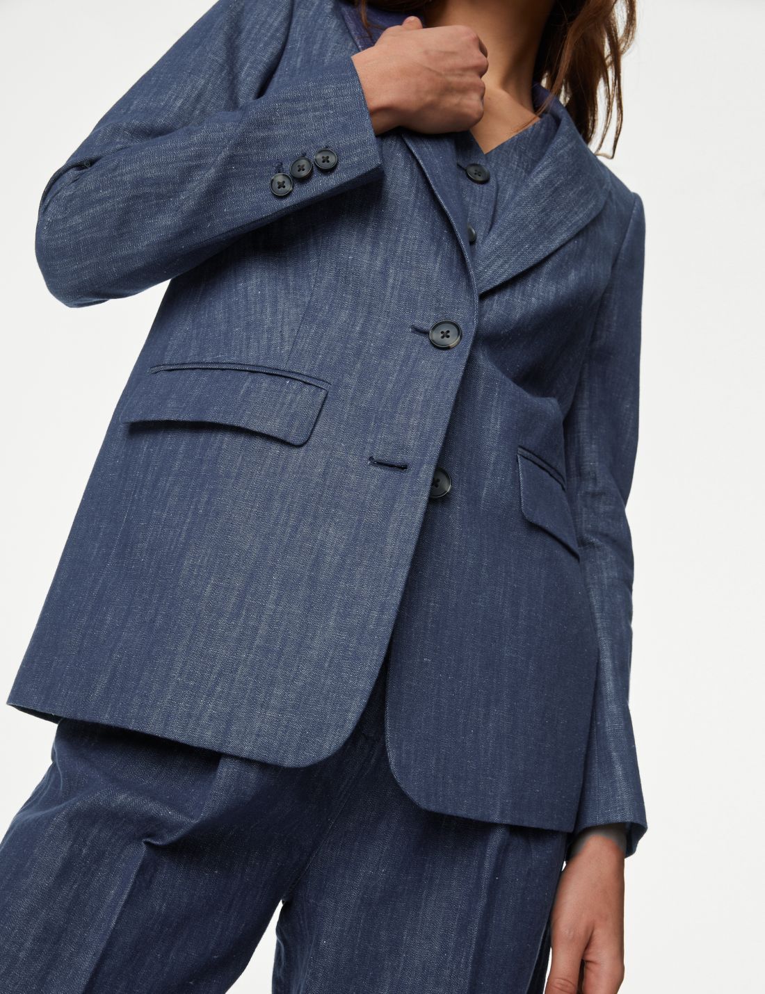 Relaxed Fit Keten Blazer Ceket