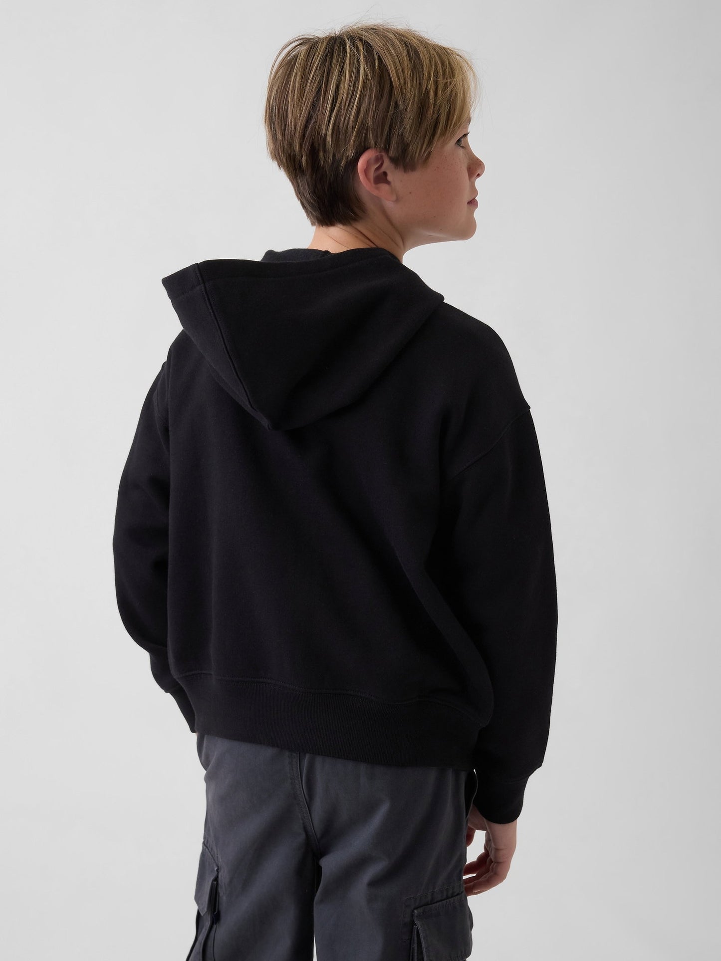 Siyah Relaxed Gap Logo Fermuarlı Sweatshirt