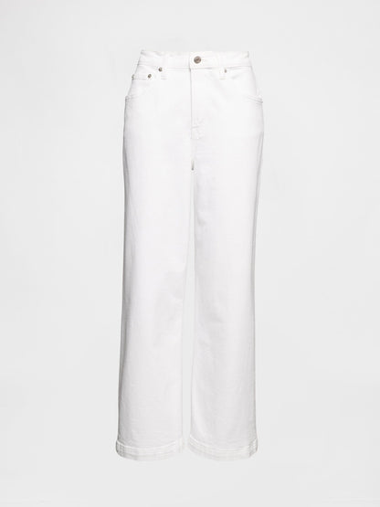 Beyaz High Rise Stride Wide-leg Ankle Jean Pantolon