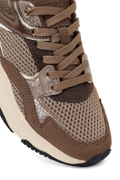 Kadın Bronz Bağcıklı Kalın Tabanlı Sneaker