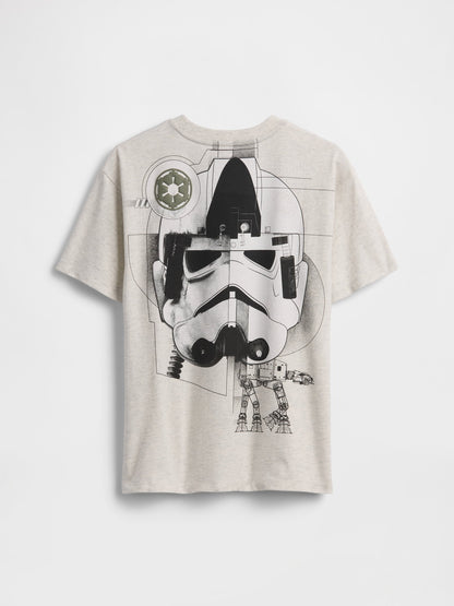 Açık Gri Star Wars Relaxed Grafik Baskılı T-shirt