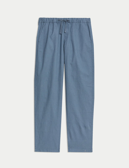 Loose Fit Pamuk Keten Karışımlı Pantolon