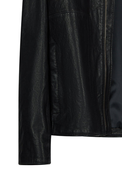 Endrick Erkek Siyah Slim-fit Deri Ceket