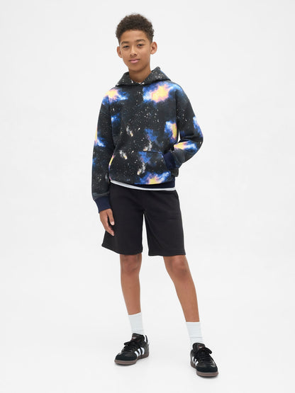 Siyah Vintagesoft Uzay Grafik Baskılı Sweatshirt