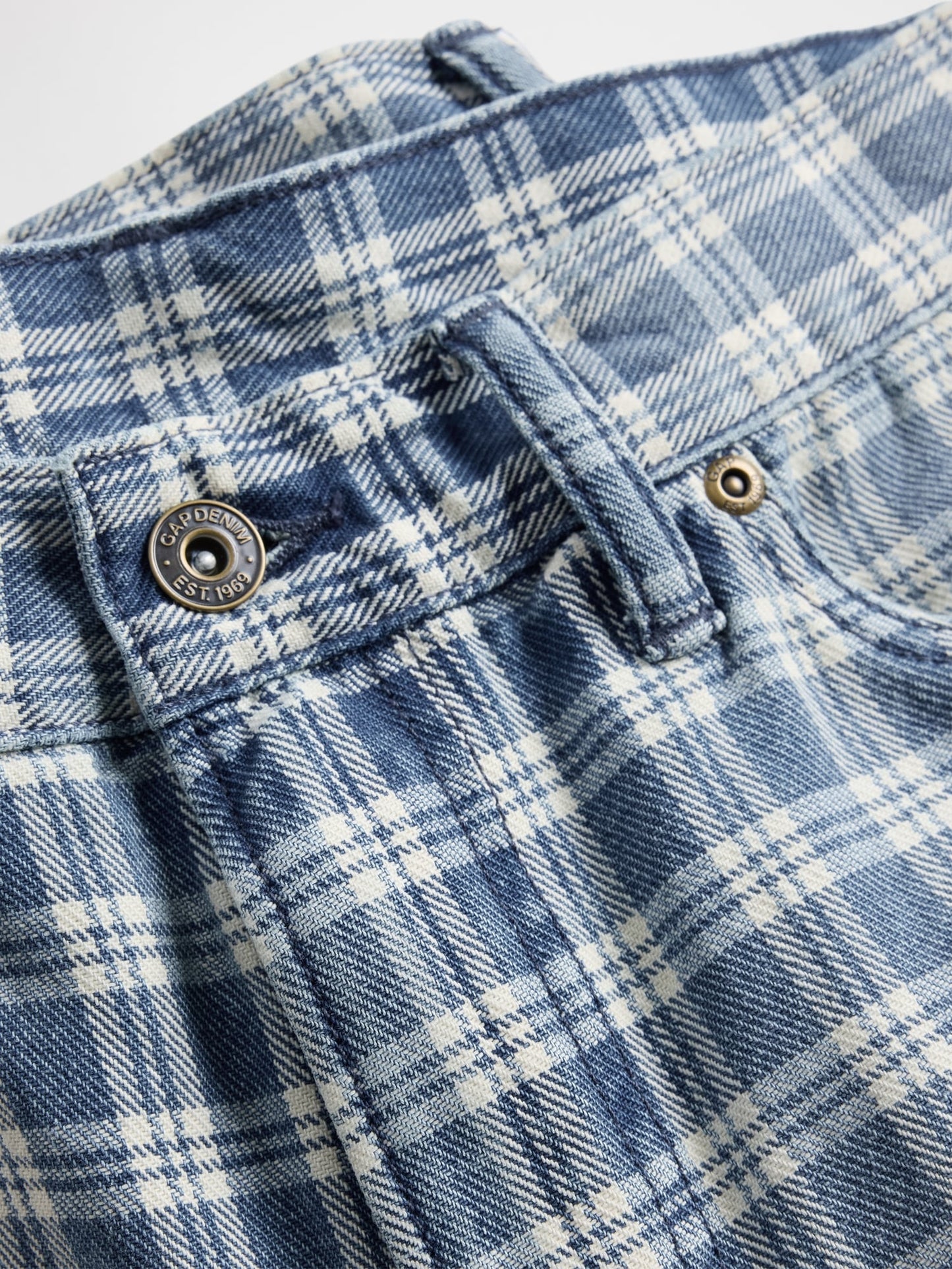Açık Mavi '90s Loose Denim Kareli Şort