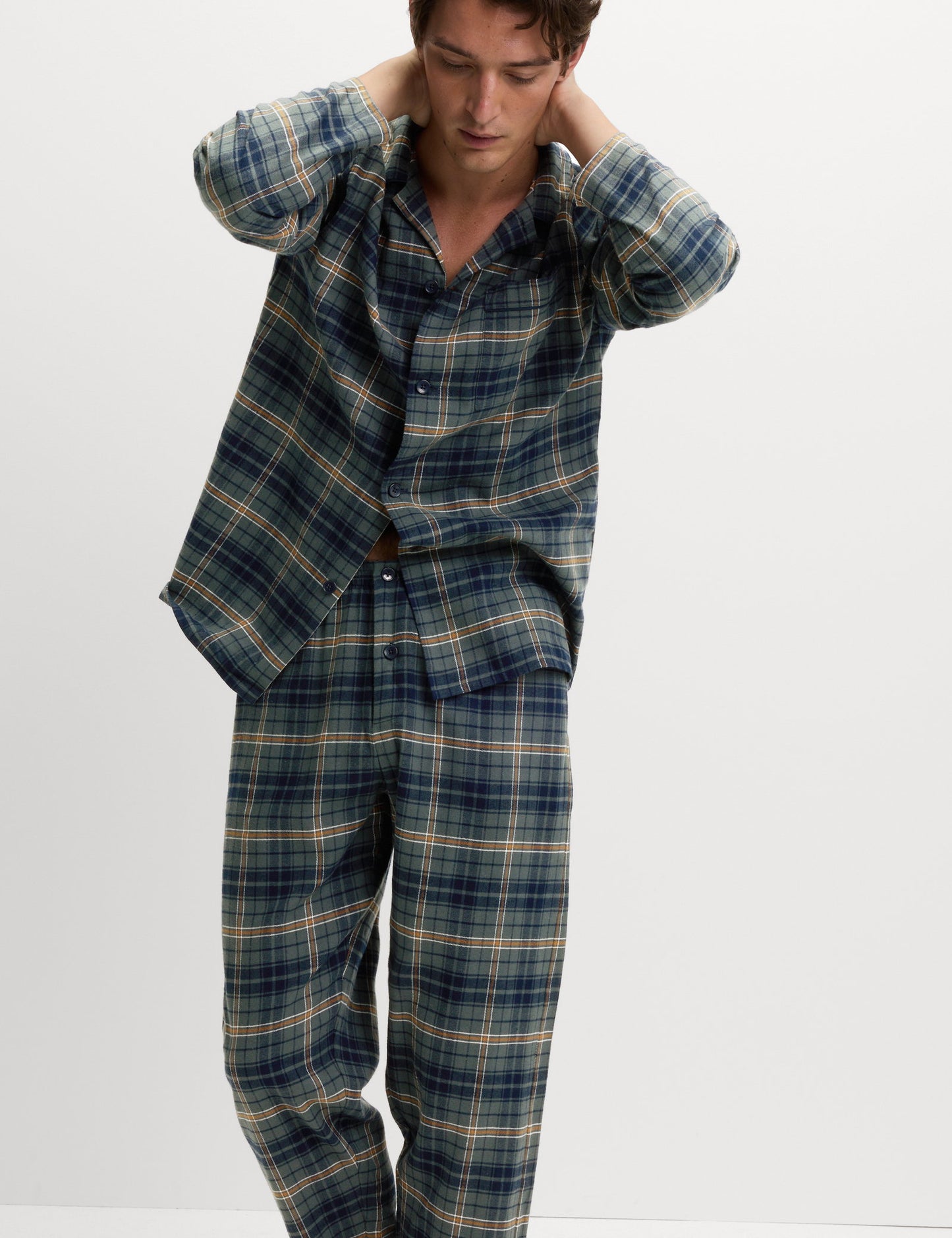 Saf Pamuklu Kareli Pijama Takımı