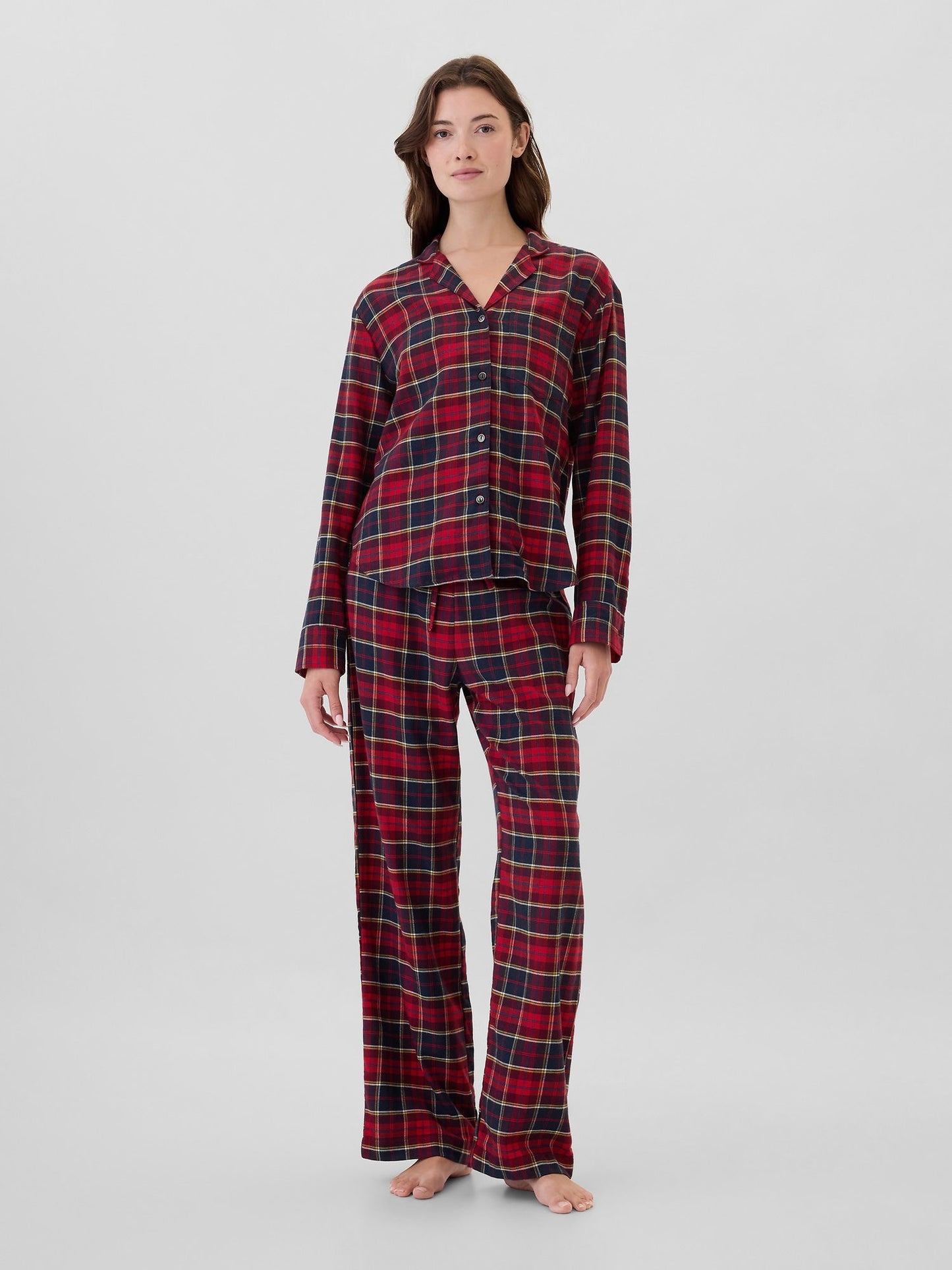 Bordo Relaxed Flannel Pijama Üstü
