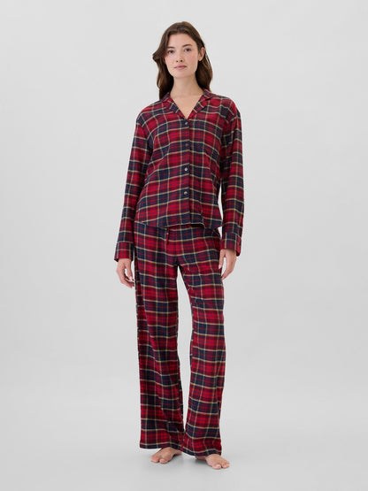 Bordo Relaxed Flannel Pijama Üstü