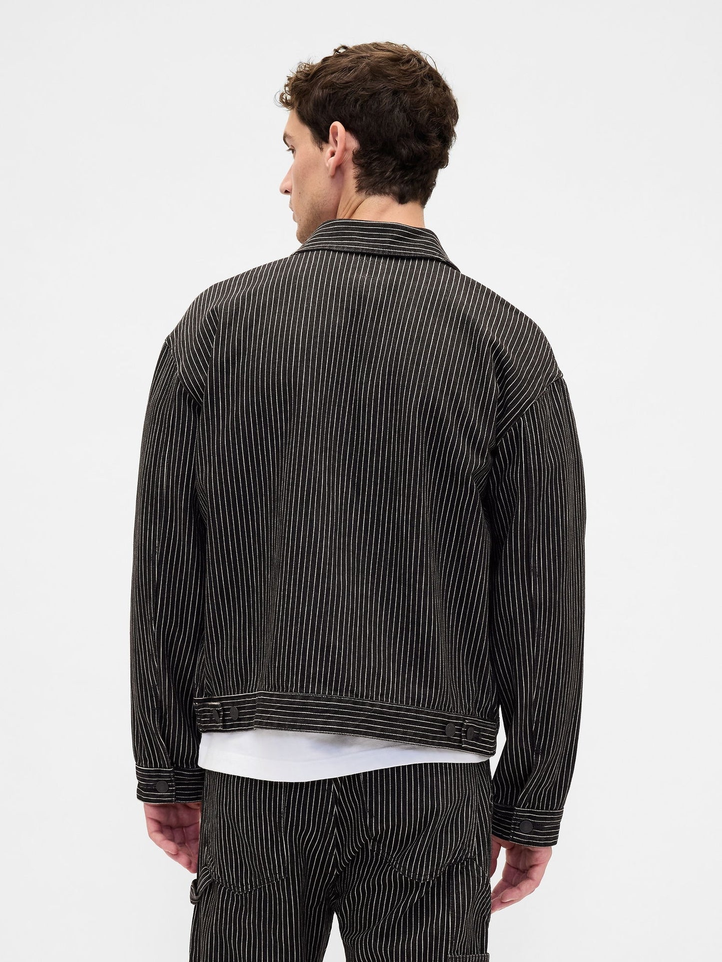 Siyah Gap × Disney Tim Burton’s The Nightmare Before Christmas Çizgili Denim Ceket