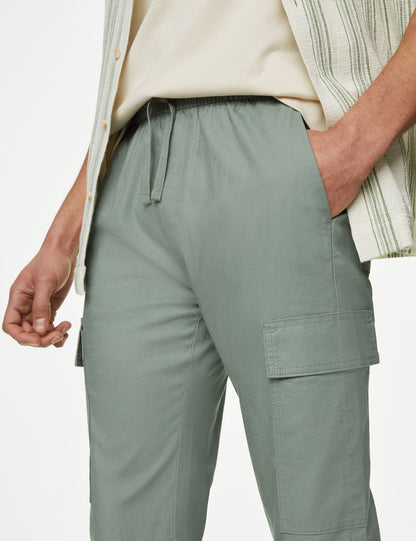 Straight Fit Keten Kargo Pantolon