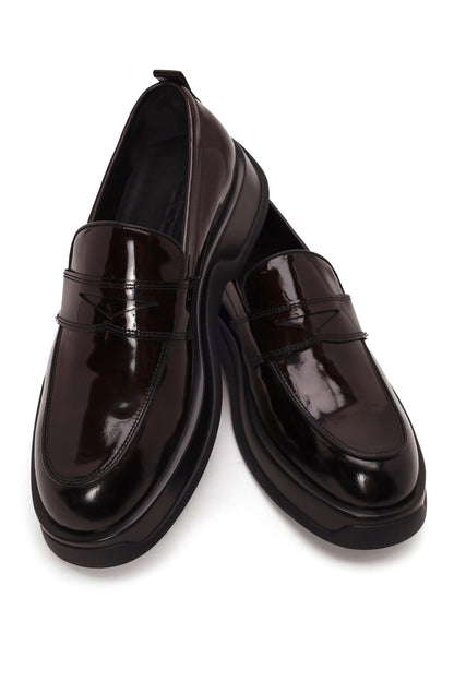 Erkek Bordo Kalın Tabanlı Deri Loafer