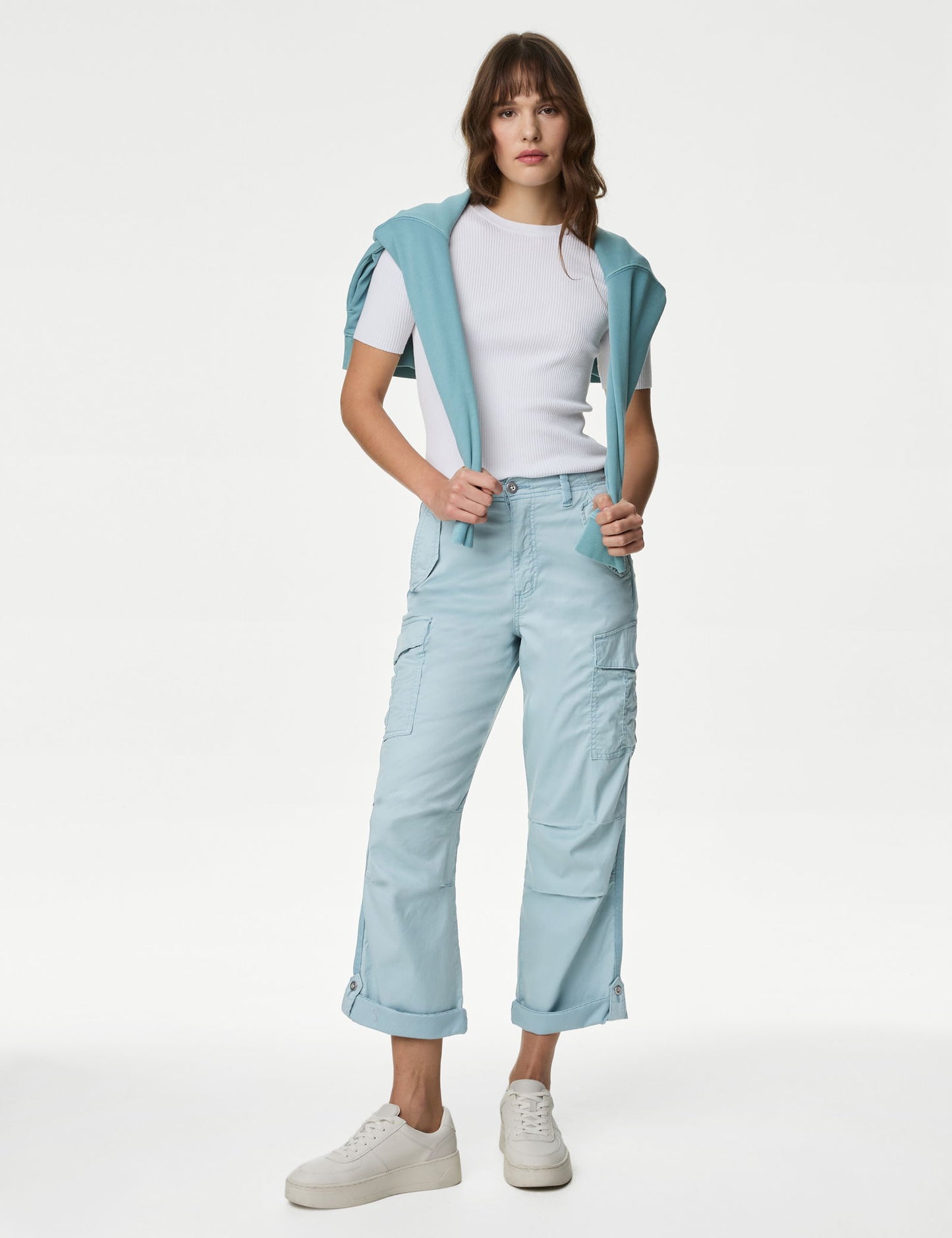 Lyocell™ Straight Leg Crop Kargo Pantolon