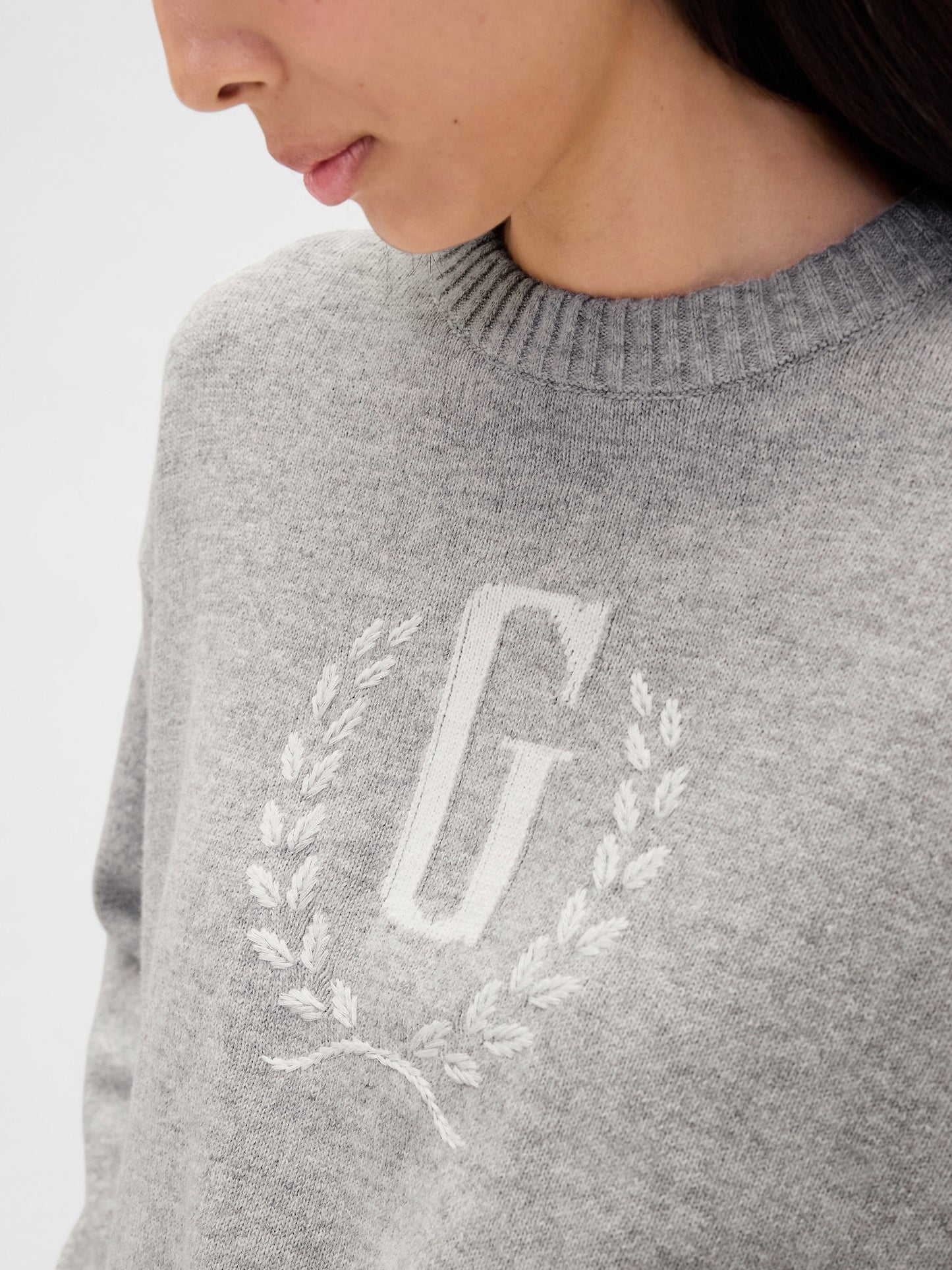 Gri Gap Logo Intarsia Kazak