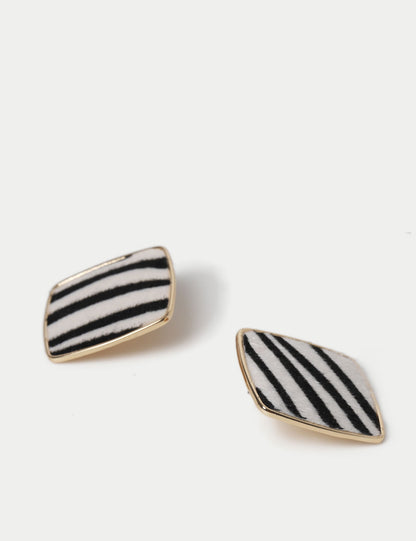 Zebra Desenli Küpe