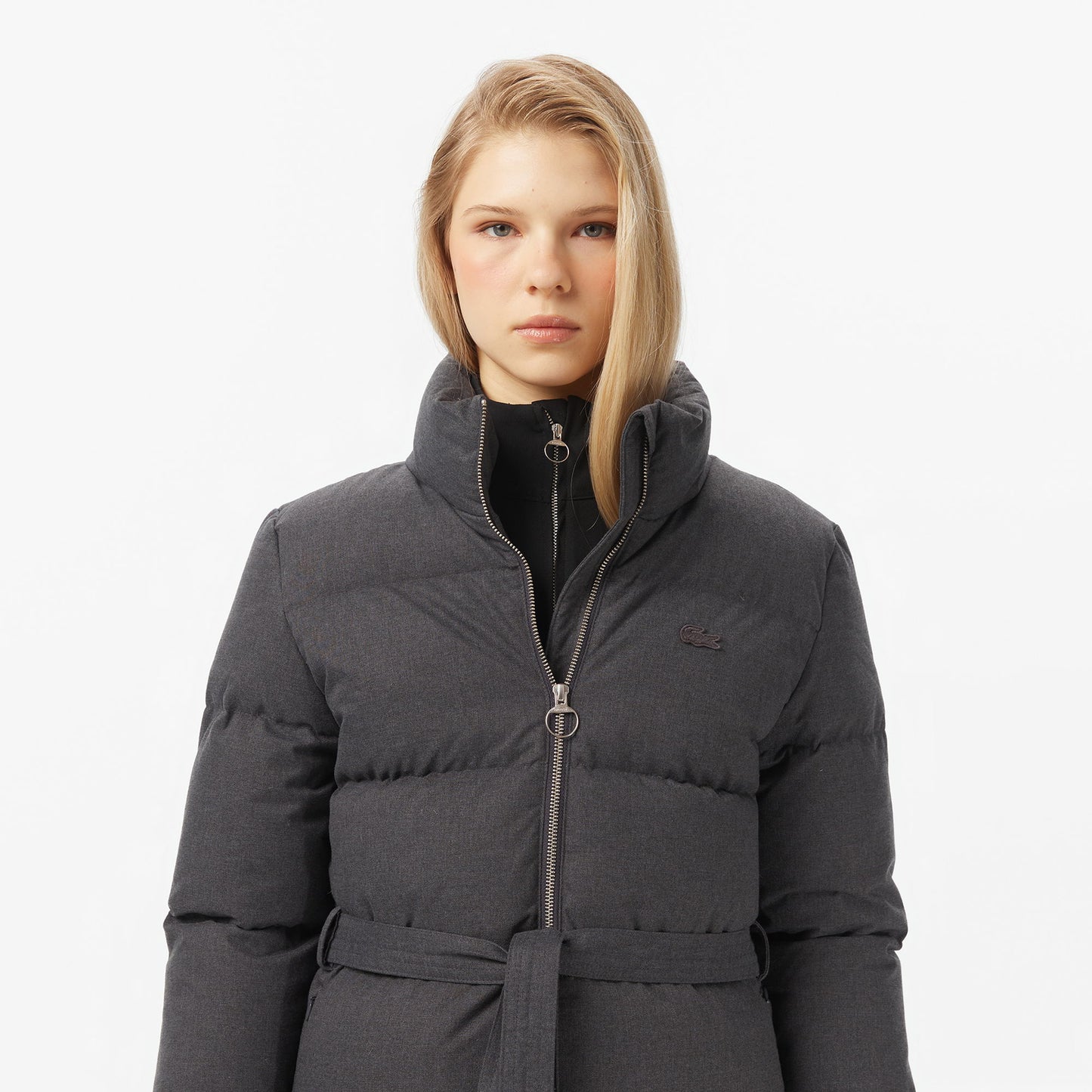 Lacoste Kadın Dik Yaka Koyu Gri Mont