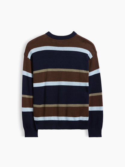 Lacivert Relaxed Textured Bisiklet Yaka Kazak