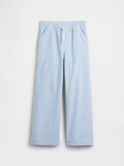 Açık Mavi Stripe Pull-on Wide-leg Pantolon