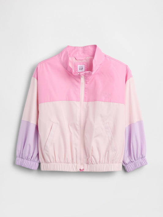 Pembe Colorblock Logo Rüzgarlık