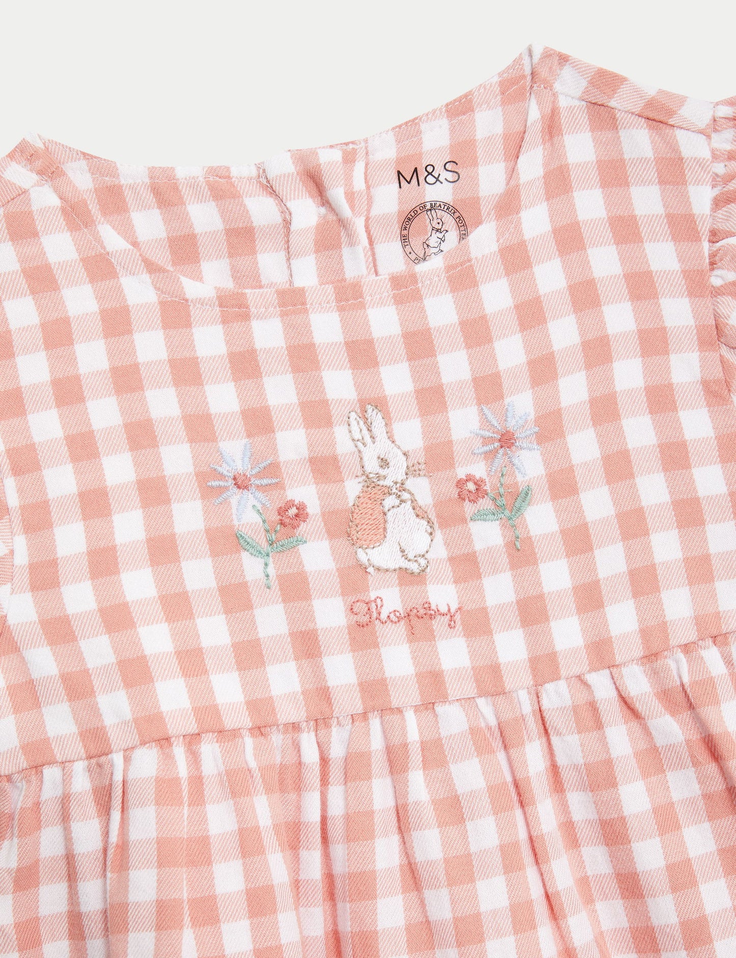 Saf Pamuklu Ekose Desenli Peter Rabbit™ Alt-üst Takım (0-3 Yaş)