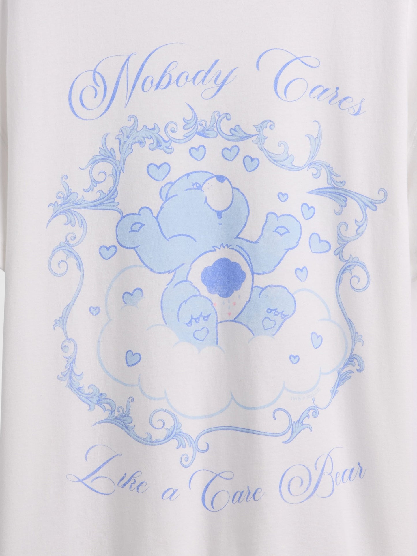 Beyaz Care Bears Grafik Baskılı Tunik T-shirt
