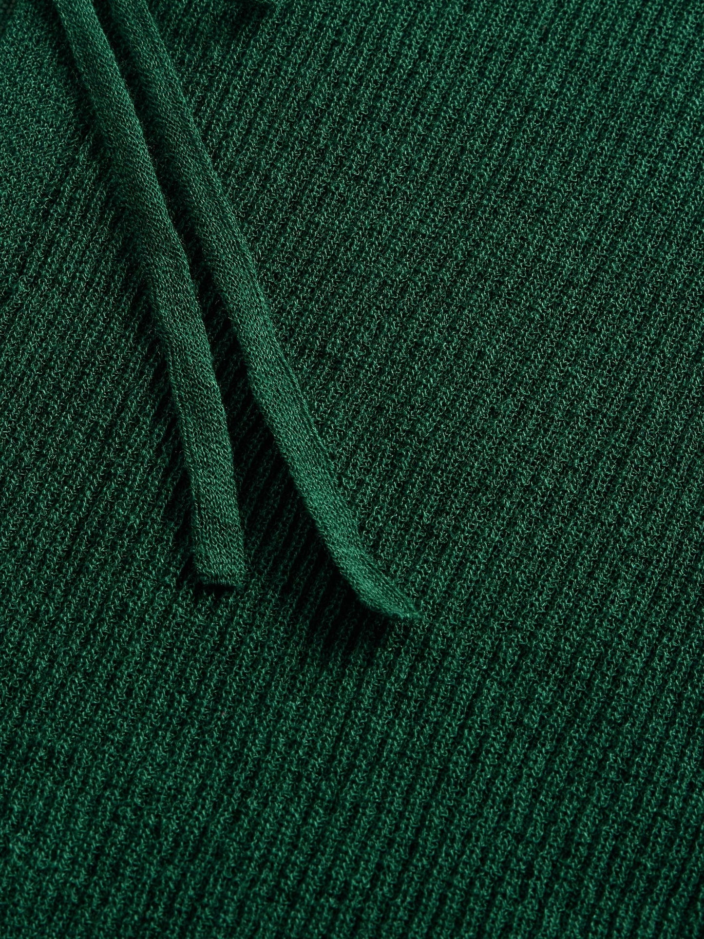 Koyu Yeşil Transparan Fitilli Bağcıklı Crop Triko Hırka