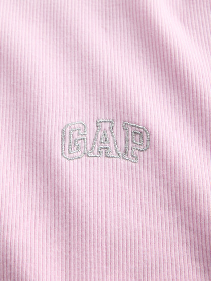 Açık Pembe Ribbed Gap Logo Baby Crop T-shirt