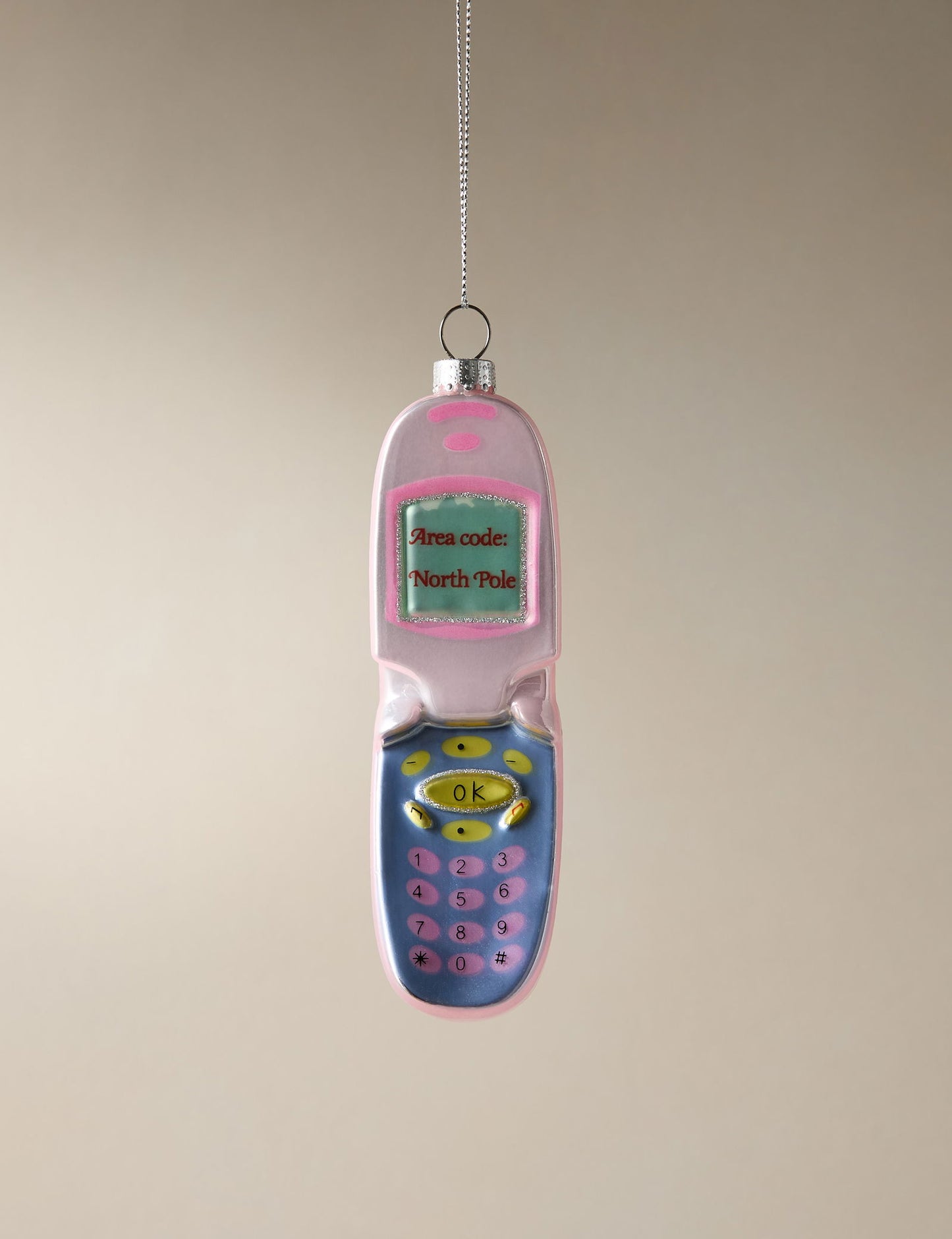 Cam Asmalı Cep Telefonu Yılbaşı Ağaç Süsü
